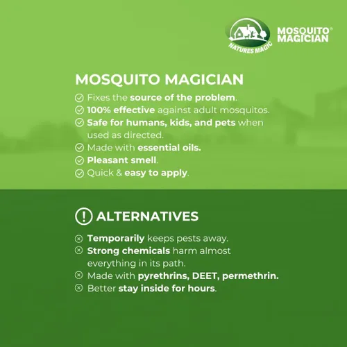 Miniatura 7 de Mosquito Magician Concentrado Líquido, Mata Mosquitos, Pulgas y Hormigas de Fuego, Tratamiento en Aerosol para Patio, Seguro para Mascotas, Usar
