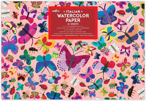 Miniatura 9 de eeBoo: Bloc de papel de acuarela de lujo, hongos de Yumi, 16 hojas, calidad de artista, 85 libras/180 gsm, arte de portada de bosque, ecológico