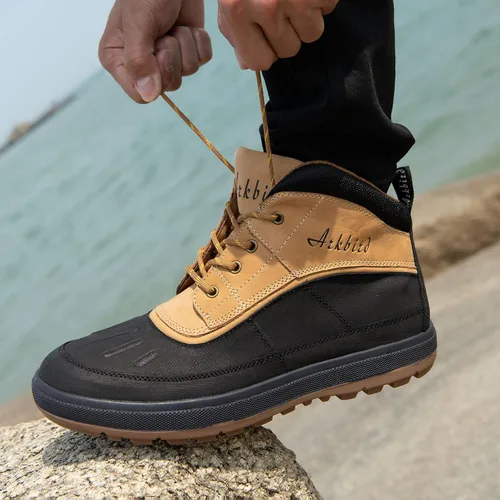 Miniatura 7 de Botas Oxford de cuero a la moda para hombre, botas de tobillo casuales de media caña para hombre