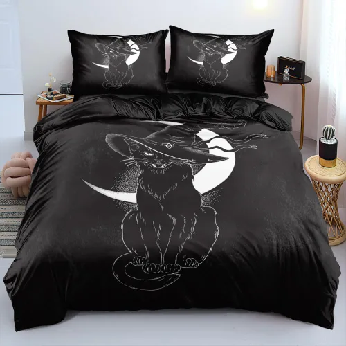 Miniatura 26 de Juego de funda de edredón con diseño de calavera de la muerte de Holiyjog, tamaño queen, juego de ropa de cama gótica, funda de edredón con diseño