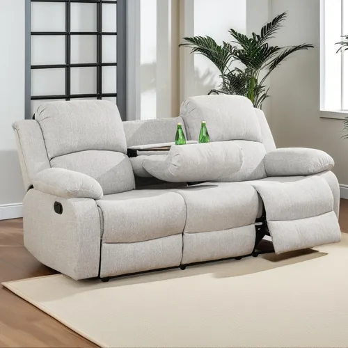 Miniatura 39 de Juego de sala de Estar reclinable de 3 piezas, juego de sofá reclinable Manual para conjunto de muebles de sala de Estar, con consola de Gris oscuro