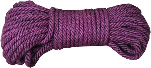 Cuerda de yute natural, cuerda de yute de 1/4 pulgadas por 65 pies para manualidades, decoración de Navidad, color morado