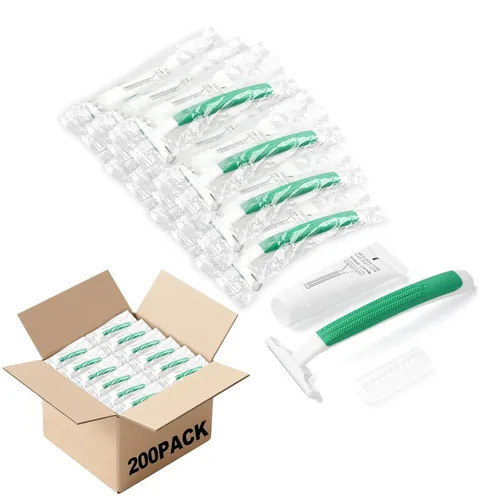 Maquinillas de afeitar desechables a granel, maquinillas de afeitar verdes envueltas individualmente a granel, maquinillas de afeitar de doble hoja