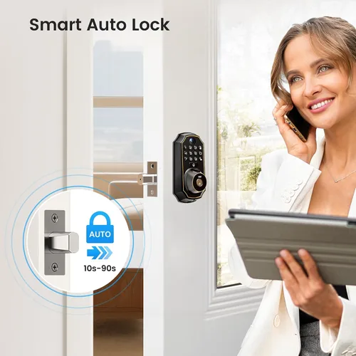 Miniatura 7 de Cerradura de puerta de entrada sin llave con cámara, cerradura inteligente electrónica, teclado de huellas dactilares, cerrojo con código, control
