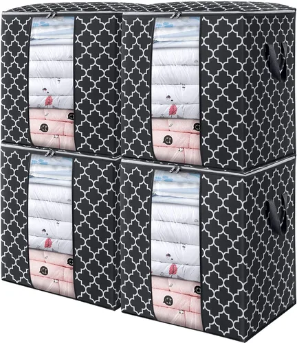 Miniatura 13 de WISELIFE Bolsas de Almacenamiento [3 Unidades/100L] Contenedores Grandes de Organización y Almacenamiento de Mantas y Ropa para Edredones, Ropa