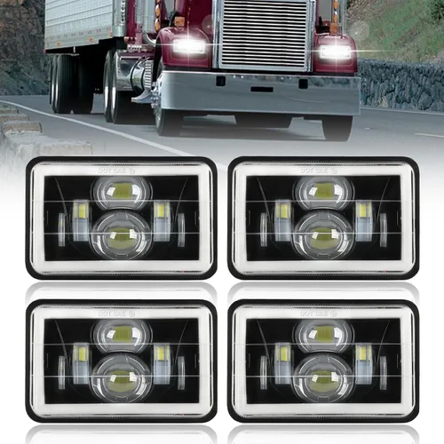 Miniatura 11 de CO LIGHT 2 faros delanteros LED de 4 x 6, haz sellado alto/bajo aprobado por DOT, señal de giro DRL blanca y ámbar, repuesto H4651 H4652 H4656 H4666