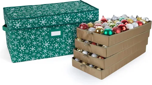 Miniatura 9 de Covermates Keepsakes – Caja de almacenamiento ajustable de 72 piezas – Capacidad para adornos de 4 pulgadas – Resistente – Asas – apilables