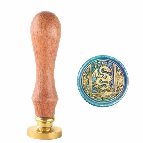 Miniatura 16 de Sello de cera con cabeza de latón extraíble de 1.181 in y mango de palisandro, sello de cera personalizado retro vintage para invitaciones de sobres