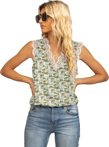 Miniatura 258 de VIISHOW - Camiseta sin mangas, sexy, con cuello en V y bordes de encaje para mujer, camisola de vestir, camisas de gasa, sin mangas, casuales