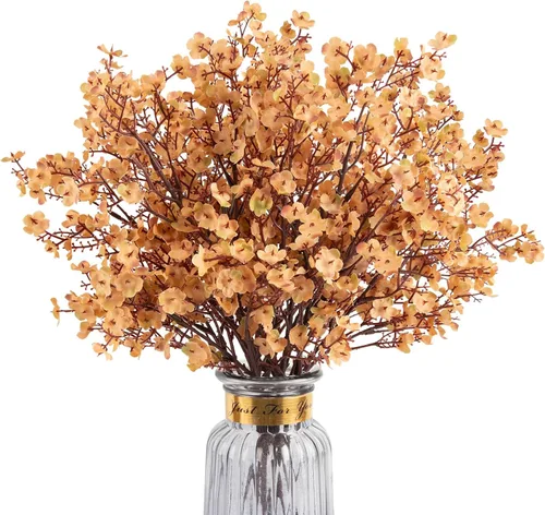 Miniatura 7 de 8 piezas flores artificiales de aliento de bebé, flores de seda amarillas de tacto real, flores falsas para jarrón, hogar, oficina, boda, Navidad