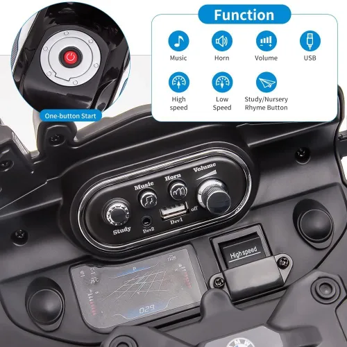 Miniatura 3 de Motocicleta de policía de 12 V, 7 Ah, con licencia BMW con 2 velocidades, faros LED, suspensión de resorte, MP3, música y 2 ruedas de entrenamiento