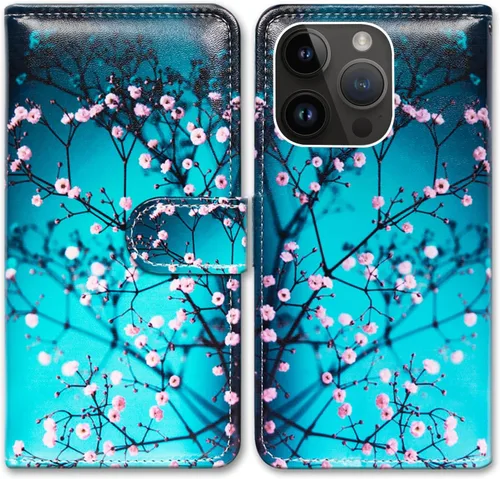 Miniatura 19 de Bcov Funda para iPhone 15 Pro Max, funda de piel con tapa y soporte para tarjeta y soporte para iPhone 15 Pro Max