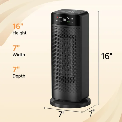 Miniatura 9 de Calentadores de espacio de 1500 W para uso en interiores, calentador eléctrico de cerámica PTC de calentamiento rápido con control remoto, ECO