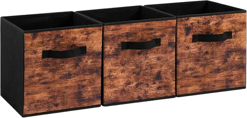Stero Cubos de almacenamiento de tela, paquete de 3 contenedores plegables con asa, cestas de almacenamiento de 11 pulgadas caja para estantes,