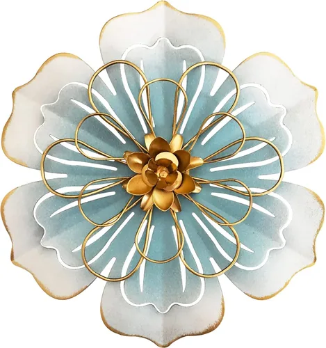 Miniatura 8 de Decoración de pared de flores de metal de 10 pulgadas, escultura floral rústica moderna, colgante de pared de hierro envejecido, decoración