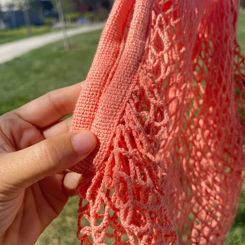 Miniatura 8 de Bolsa de red de malla con bolsa larga con asa de hombro, estirable y reutilizable para compras de comestibles, almacenamiento de juguetes de playa