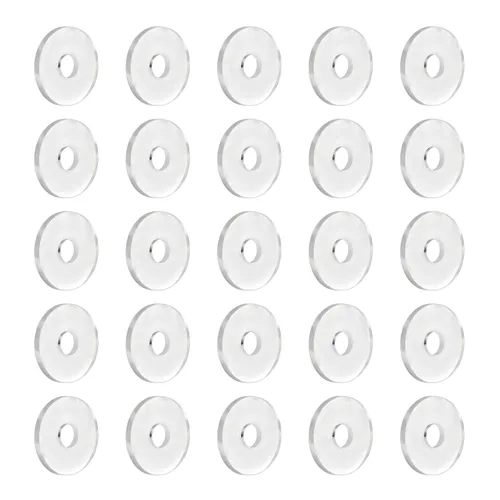 Miniatura 10 de Arandela plana transparente de 1/4" ID x 3/4" de diámetro exterior, junta de arandela de vinilo de repuesto de 1/16 pulgadas de grosor, paquete