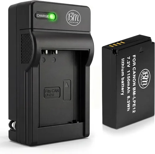 BM Premium Kit de batería y cargador LP-E12 para cámaras Canon EOS-M, EOS M2, EOS M10, EOS M50, EOS M50 Mark II, EOS M100, EOS M200, SX70 HS, Rebel