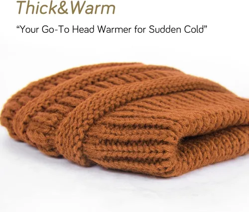 Miniatura 26 de FURTALK Gorro de invierno para mujer, con forro de satén, tejido trenzado, grueso, holgado, gorro cálido