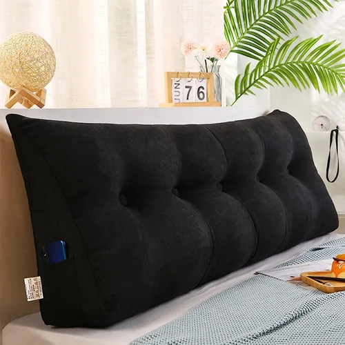 Miniatura 14 de Almohada de cuña de lectura triangular Queen, cojín de respaldo para cabecero reclinable, almohada de lectura, cojín triangular para posicionamiento