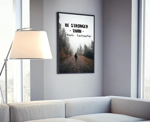 Miniatura 2 de Arte de pared con texto en inglés «Be Stronger Than Your Excuss», póster de gimnasio, impresiones de gimnasio, gimnasio en casa, decoración