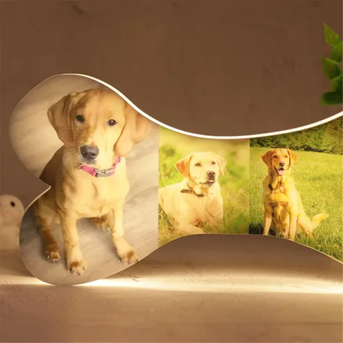Miniatura 4 de Lámpara de fotos personalizada con 5 imágenes, luz LED para dormitorio, noche 3D, Navidad, cumpleaños, hueso, 8 pulgadas