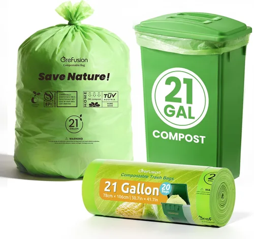 Miniatura 16 de Bolsas compostables, bolsas de basura de más de 13 galones de alto, bolsas de basura compostables para césped y hojas para patio, compatible