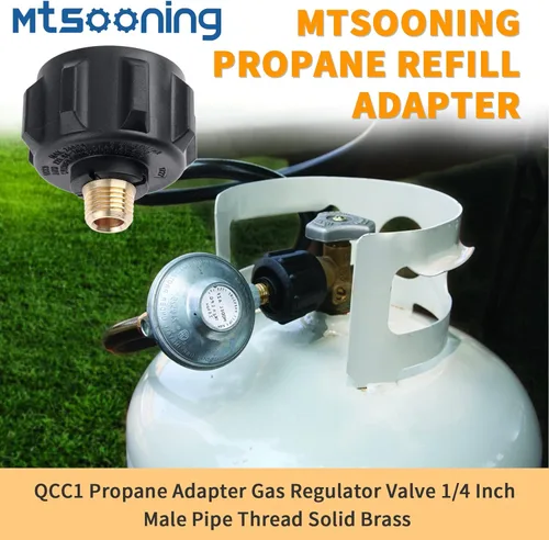 Miniatura 3 de QCC1 Adaptador de repuesto de propano con tuerca y rosca macho NPT de 1/4 pulgadas, reemplazo de válvula reguladora de tubería de gas de latón