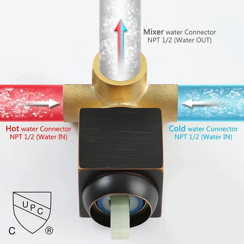 Miniatura 6 de Grifo de Ducha de Bronce Aceitado GGStudy Kit de Acabado de Ducha de Una Sola Función con Válvula de Instalación Empotrada Conjunto de Ducha de Baño