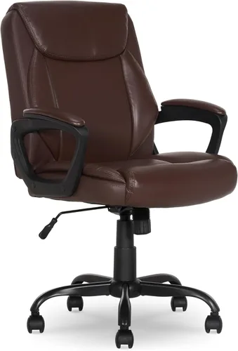 Miniatura 8 de Amazon Basics Classic Puresoft - Silla de escritorio de oficina acolchada de poliuretano con apoyabrazos, fácil montaje, base de metal resistente