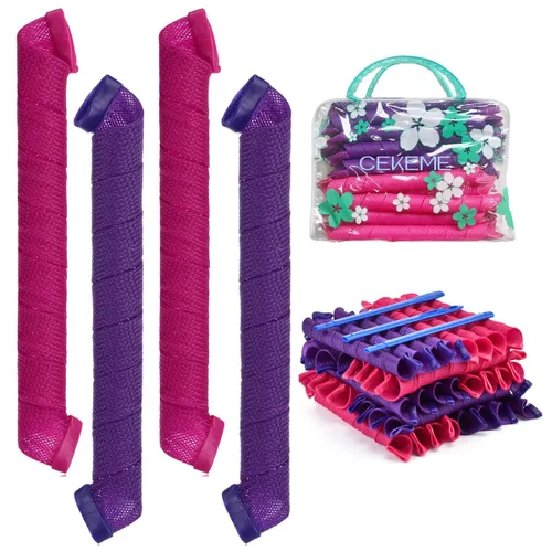 40 piezas de rizadores de pelo en espiral sin calor con ganchos de peinado, 22 pulgadas/55 cm, sin daño por calor, kit DIY para cabello largo y