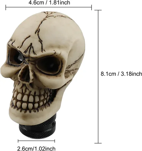 Miniatura 3 de Perilla de palanca de cambios en forma de calavera, de resina, para autos manuales o automáticos, Beige