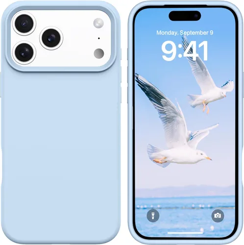 Miniatura 202 de GUAGUA Funda compatible con iPhone 17 Pro Max de 6.9 pulgadas, silicona líquida, goma de gel suave, delgada, forro de microfibra delgada