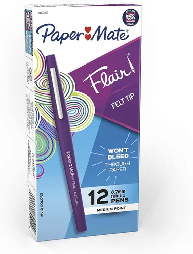 Miniatura 8 de Paper Mate Flair Bolígrafos de punta de fieltro, punta media (0.028 in), morado vivo, 12 unidades, para profesores, estudiantes, uso en el aula