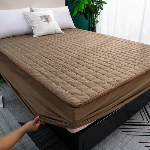 Miniatura 11 de Sábanas bajeras de cama tamaño Queen, acolchado, transpirable, impermeable, a prueba de orina, protector de colchón grueso antideslizante, color Gris