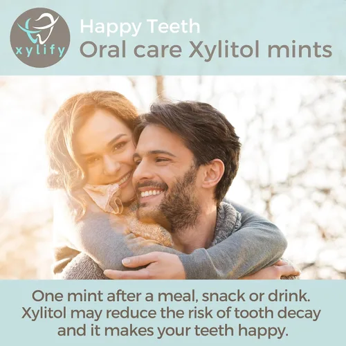 Miniatura 3 de Mentas de xilitol para el cuidado bucal: sabor a menta, 100% endulzado con xilitol, mentas sin azúcar, mentas dentales Happy Teeth de Finlandia, 5