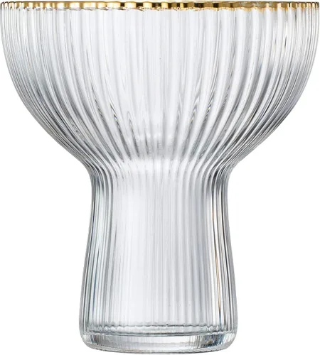 Miniatura 9 de Copas acanaladas de Margarita, Martini y Champagne con borde dorado – Juego de 2 – Copa de lujo soplada a mano – Fiesta grande, elegante diseño