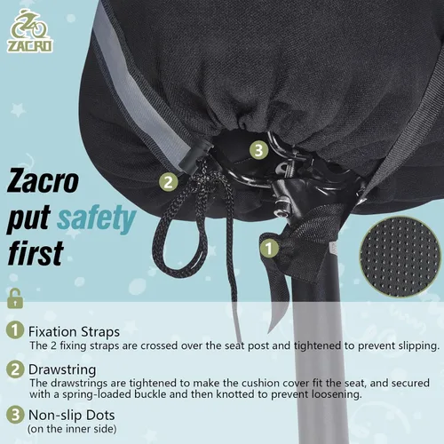 Miniatura 3 de Zacro Funda de cojín de gel para asiento de bicicleta para niños y niñas, funda de asiento de bicicleta antideslizante para niños pequeños, Rosa
