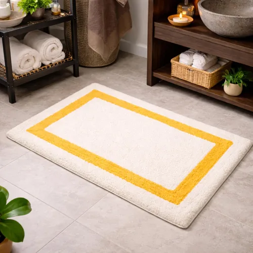 Miniatura 15 de C23 Alfombra de baño de 1 pie 8 pulgadas x 2 pies 8 pulgadas, alfombra de baño suave de felpa copetuda 100% algodón con respaldo de látex