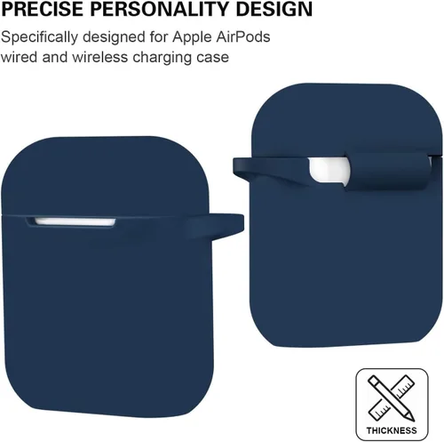 Miniatura 5 de Funda compatible con AirPods, cubierta protectora de silicona completa a prueba de polvo diseñada para Apple AirPods de 1.ª y 2.ª