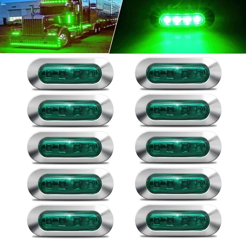 Miniatura 12 de ALFU 10 luces LED ámbar DC12V-24V 4 LED indicadoras de marcador lateral lámpara delantera trasera luz interior con bisel cromado universal