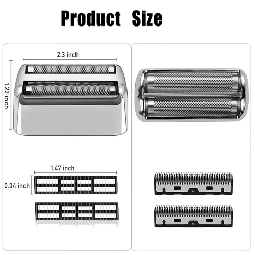 Miniatura 6 de Lámina y cortadores de repuesto para afeitadora BaBylissPRO Barberology de doble lámina, hoja de corte profesional para afeitadora de lámina plateado