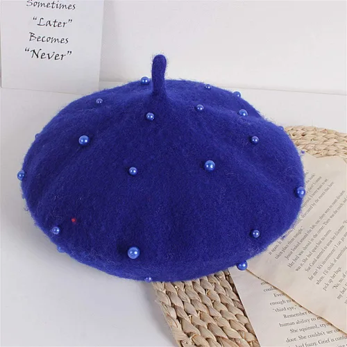 Miniatura 26 de Gorros de boina de perlas para bebés y niñas, sombreros de lana para fiesta de bebé, sombreros de primavera y verano, accesorios para bebés de 2 a 6