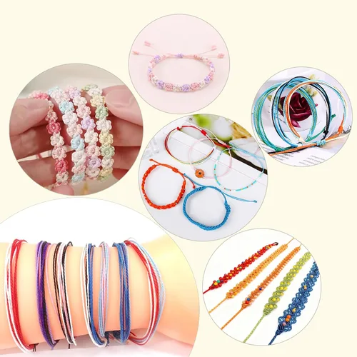 Miniatura 4 de Cuerda de poliéster encerado, cuerdas recubiertas de cera, hilo redondo impermeable recubierto de cera para pulseras trenzadas, accesorios de Negro