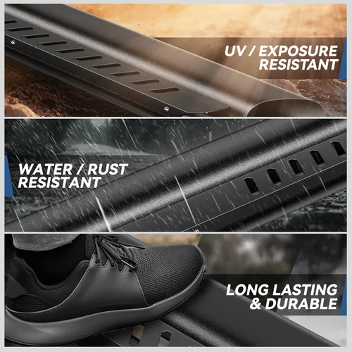 Miniatura 5 de Auto Dynasty Estribos con escalones pintados compatibles con Jeep Wrangler JL Unlimited 2018-2024 de 4 puertas, barra Nerf con escalón lateral, Negro