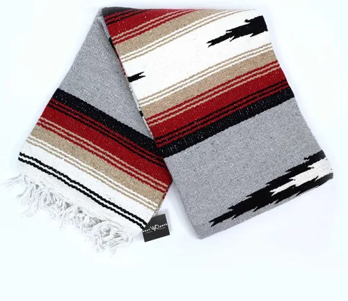Miniatura 14 de Open Road Goods Manta de diamantes mexicanos – Manta de yoga pesada XL – Hecho a mano en México – Manta gruesa estilo serape bohemio estilo Saltillo
