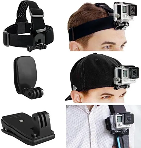 CamKix Paquete de soporte para cabeza y mochila compatible con GoPro Hero 13, 12,11, 10, 9, 8,7, 6, 5, negro, sesión, héroe 4, negro, plata, Hero+