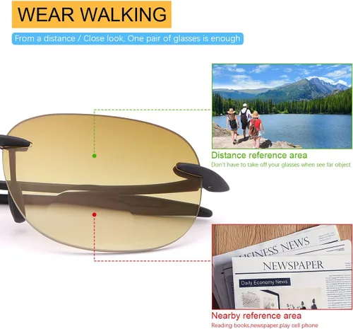 Miniatura 3 de 2 pares de lentes de lectura bifocales sin montura con protección UV400, lentes de sol para hombres y mujeres, gafas clásicas vintage