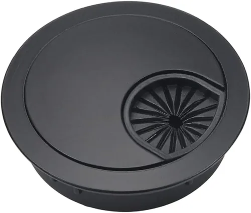 MroMax - Cubierta de orificio para cable (aleación de zinc, 1.9 in, ojal de escritorio para organizador de cables de oficina en casa, 1 unidad Negro