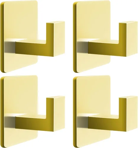 Miniatura 25 de Paquete de 4 ganchos adhesivos dorados para toallas, ganchos autoadhesivos de acero inoxidable para abrigo, gancho para colgar en la pared